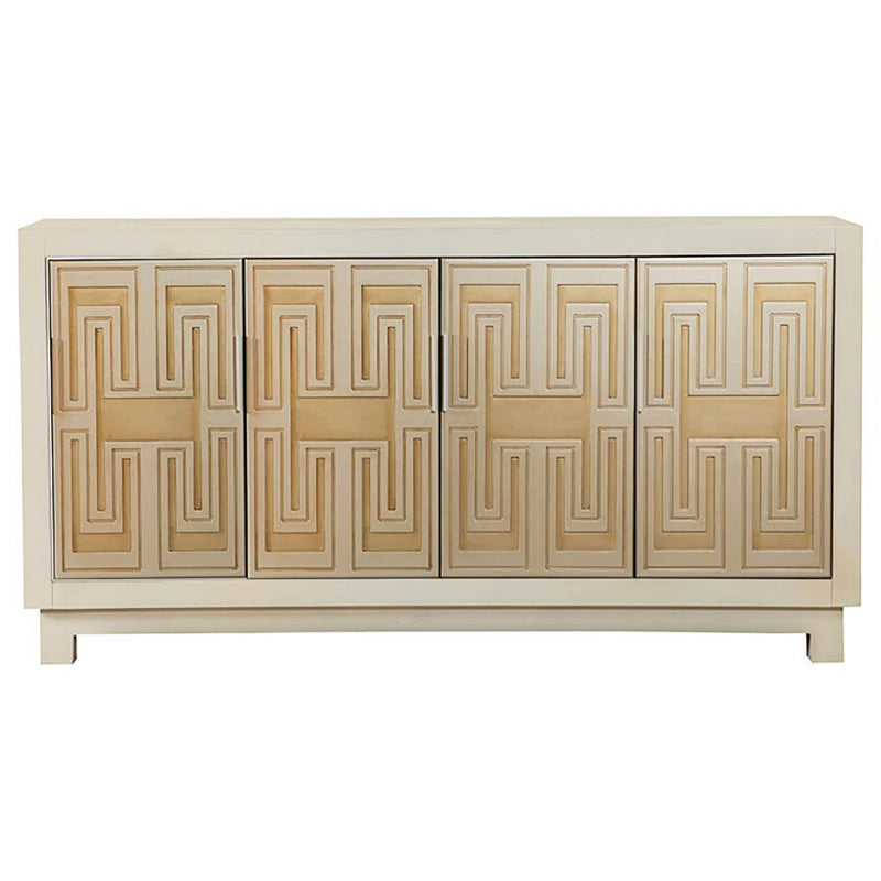 Voula - Rectangular 4-Door Accent Cabinet - White and Gold.