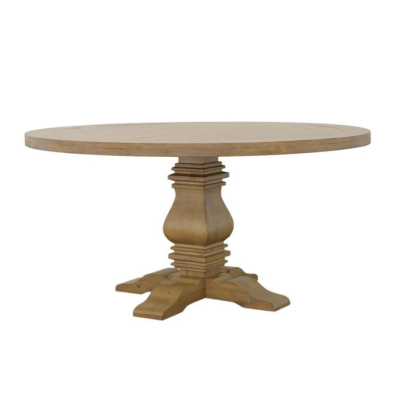 Florence - Round Pedestal Dining Table - Rustic Smoke.