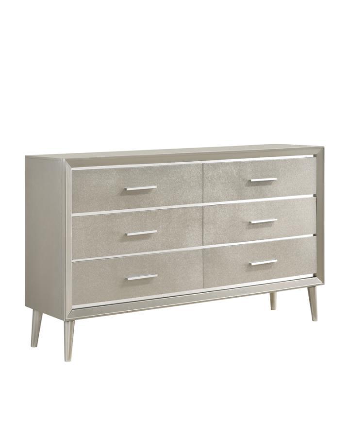 Ramon - 6-Drawer Dresser - Metallic Sterling.