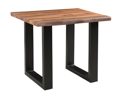 Brownstone II - Table With Natural Live Edge Top And Metal Base.