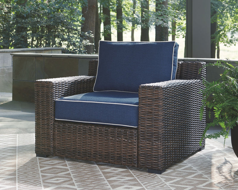 Grasson - Brown / Blue - Lounge Chair W/Cushion.