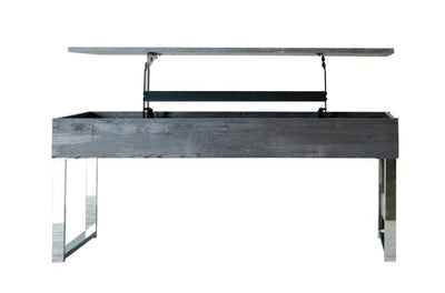 Baines - Lift Top Storage Coffee Table - Dark Charcoal and Chrome.