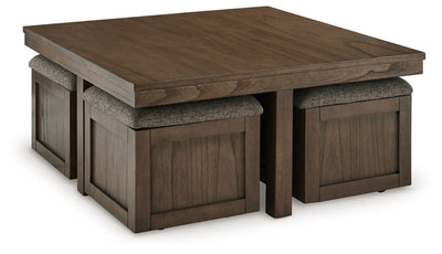 Boardernest - Brown - Cocktail Table With 4 Stools (Set of 5).