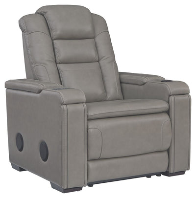 Boerna - Gray - Pwr Recliner/Adj Headrest.