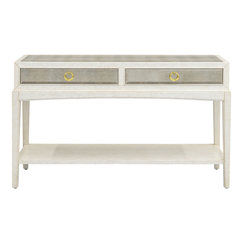 Bronze Mirror Glam Console Table - White