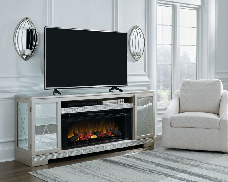 Flamory - Silver - LG TV Stand W/Fireplace Option - TV Stands - Grand Furniture GA