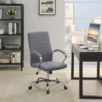 Abisko - Upholstered Office Chair With Casters - Grey and Chrome.