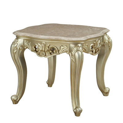 Gorsedd - End Table - Marble & Antique White - Grand Furniture GA