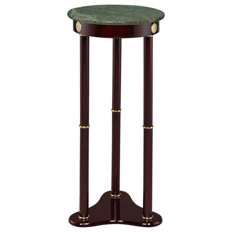 Edie - Round Marble Top Accent Table - Merlot.