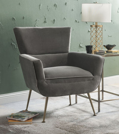 Varik - Accent Chair - Gray Velvet - Grand Furniture GA