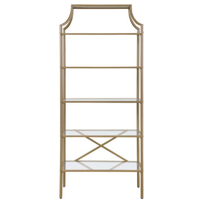 Serena - 5-Tier Tempered Glass Shelves Bookcase - Matte Gold.