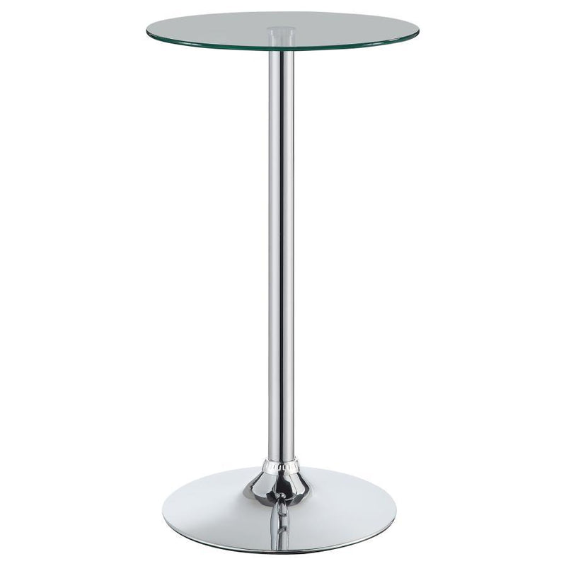 Abiline - Glass Top Round Bar Table - Chrome - Bar Tables - Grand Furniture GA