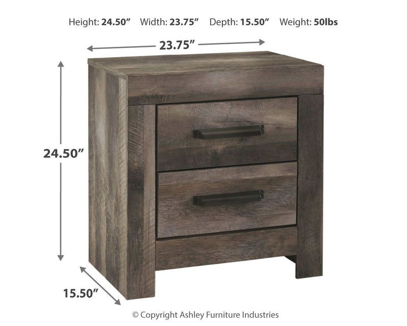 Wynnlow - Gray - Two Drawer Night Stand.