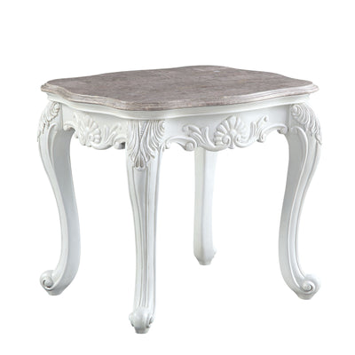 Ciddrenar - End Table - Marble Top & White Finish - Grand Furniture GA