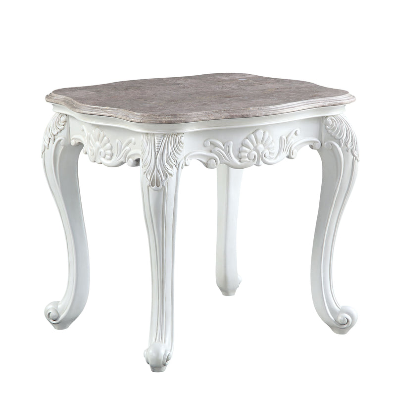 Ciddrenar - End Table - Marble Top & White Finish - Grand Furniture GA