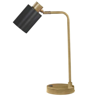 Cherise - Adjustable Shade Table Lamp - Antique Brass And Matte Black - Grand Furniture GA