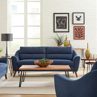 Gano - Sloped Arm Upholstered Sofa - Navy Blue.