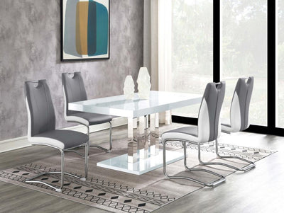 Brooklyn - 5-Piece Dining Set - White and Chrome.