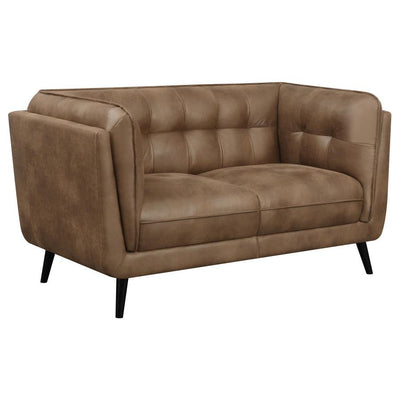 Thatcher - Upholstered Button Tufted Loveseat - Brown - Grand Furniture GA