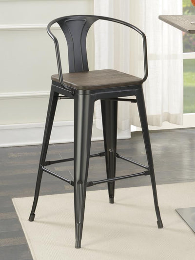 Cavalier - Wooden Seat Bar Stools (Set of 2) - Dark Elm And Matte Black - Stool Sets - Grand Furniture GA