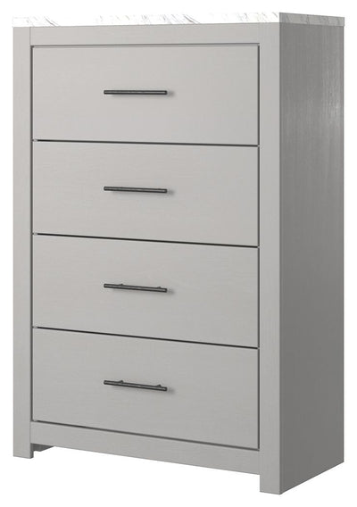 Cottonburg - Light Gray / White - Four Drawer Chest.