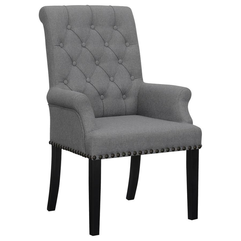 Alana - Upholstered Tufted Arm Chair With Nailhead Trim - Gray / Rustic Espresso - Grand Furniture GA