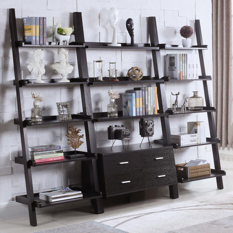 Colella - 3-Piece Storage Ladder Bookcase Set - Cappuccino.