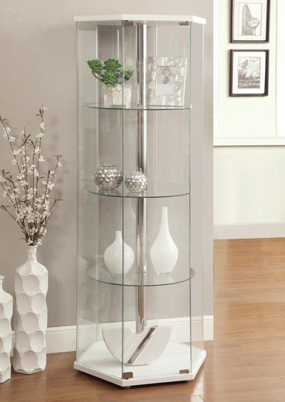 Zahavah - 4-shelf Hexagon Shaped Curio Cabinet