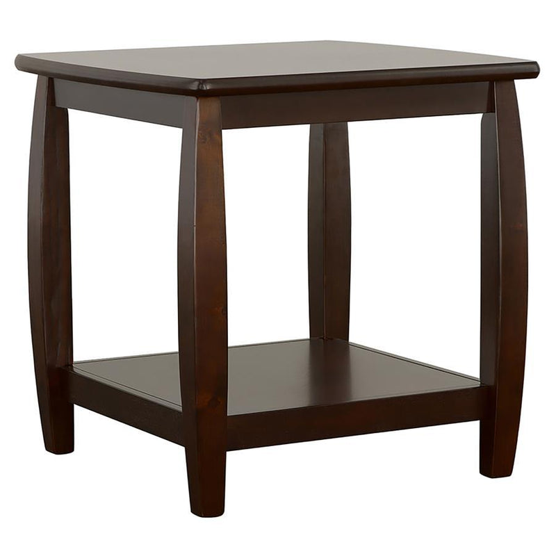 Dixon - Square End Table With Bottom Shelf - Espresso.