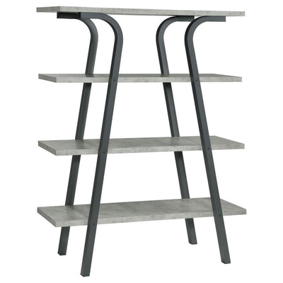 Tatum - 4-Tier Rectangular Bookcase - Cement and Gunmetal.