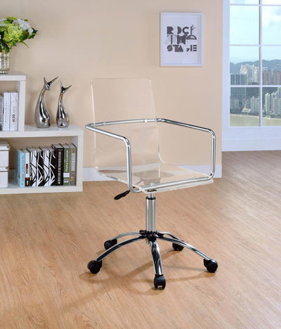 Amaturo - Office Chair With Casters - Clear And Chrome - Swivel Chairs - Grand Furniture GA