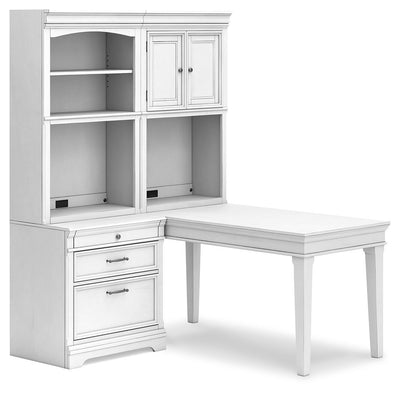 Kanwyn - Whitewash - Partners Desk With Bookcase