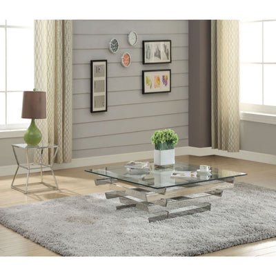 Salonius - Coffee Table - Stainless Steel & Clear Glass - Grand Furniture GA