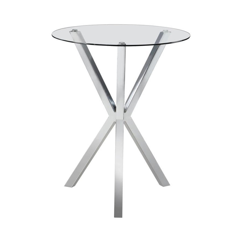 Denali - Round Glass Top Bar Table - Chrome.