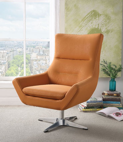 Eudora - Accent Chair - Orange Leather-Gel - Grand Furniture GA