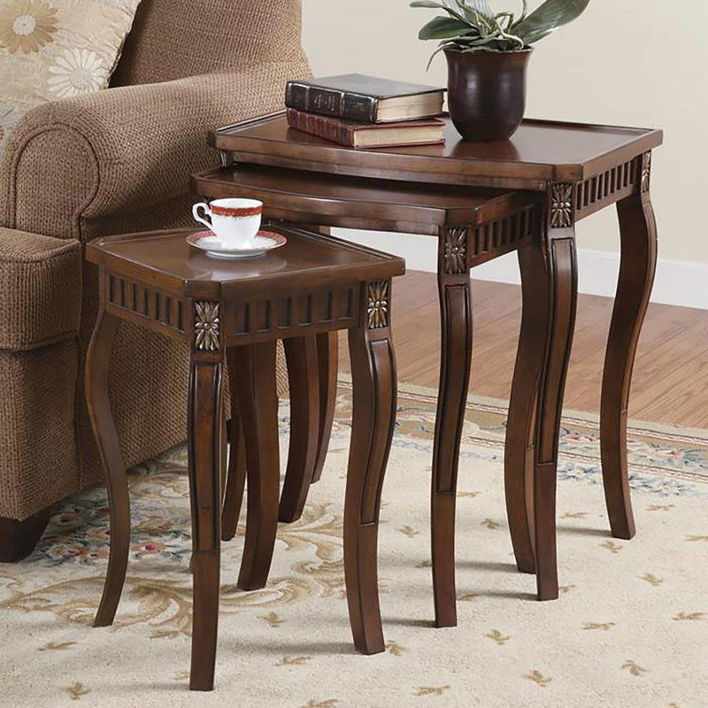 Daphne - 3 Piece Curved Leg Nesting Tables WArm - Brown - Nesting Tables - Grand Furniture GA