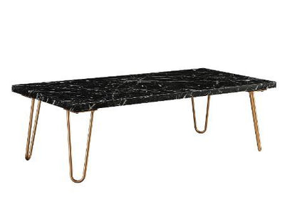 Telestis - Coffee Table - Black Marble & Gold - Grand Furniture GA