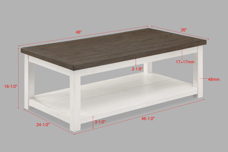 Dakota - Coffee Table With Casters - White - Grand Furniture GA