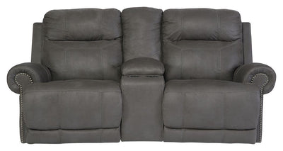 Austere - Gray - Dbl Rec Loveseat W/Console.