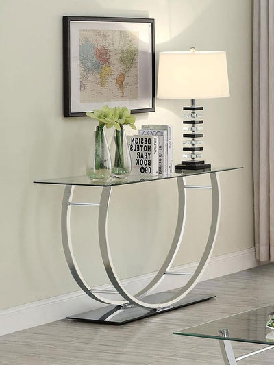 Danville - U-Shaped Sofa Table - Chrome - Sofa Tables - Grand Furniture GA