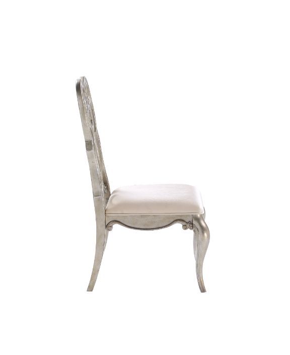 Esteban - Side Chair (Set of 2) - Ivory Velvet & Antique Champagne Finish - Grand Furniture GA