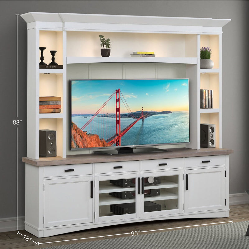 Americana Modern - TV Console with Hutch, Backpanel and LED Lights