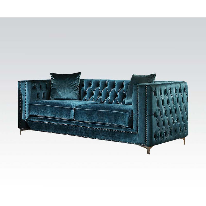 Gillian - Loveseat - Dark Teal Velvet - Grand Furniture GA