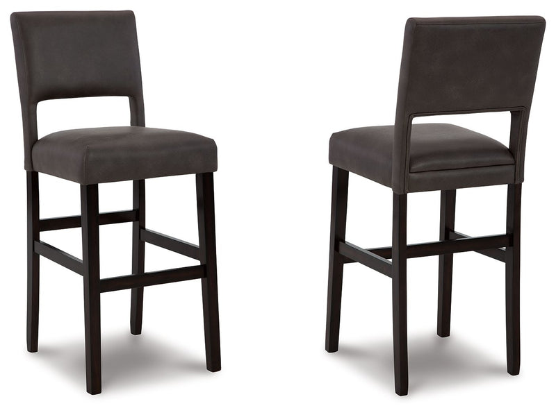 Leektree - Gray / Brown - Tall Uph Barstool (Set of 2)