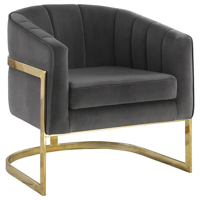 Joey - Tufted Barrel Accent Chair - Dark Grey and Gold.