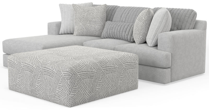 Logan - 2 Piece Upholstered Sectional With Comfort Coil Seating, 46" Cocktail Ottoman And 5 Included Accent Pillows (Left Side Facing Chaise) - Moonstruck