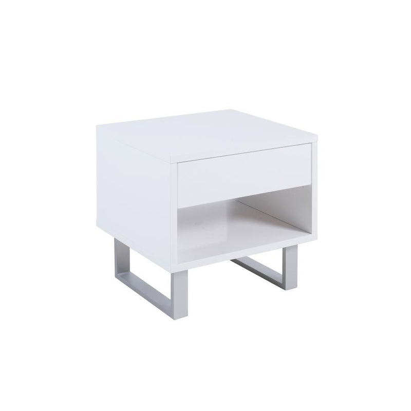 Atchison - 1-Drawer End Table - High Glossy White.