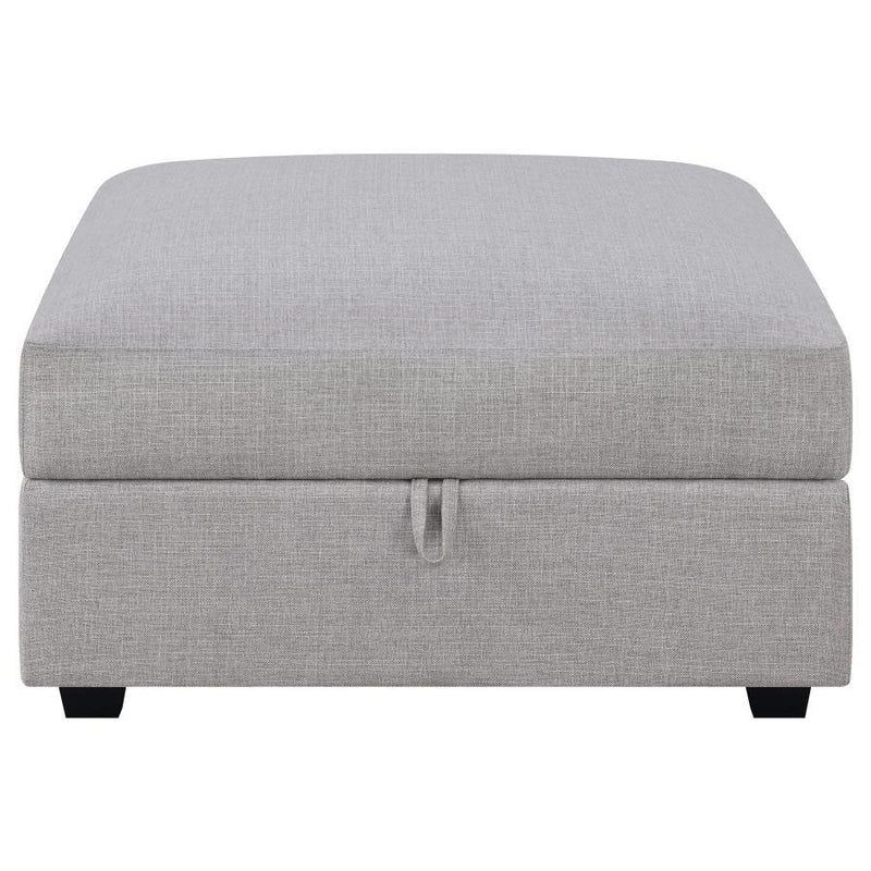 Cambria - Upholstered Square Storage Ottoman - Grey.