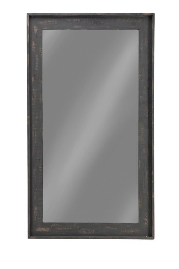 Cragen - Rectangle Bold Contoured Frame Floor Mirror - Brown.