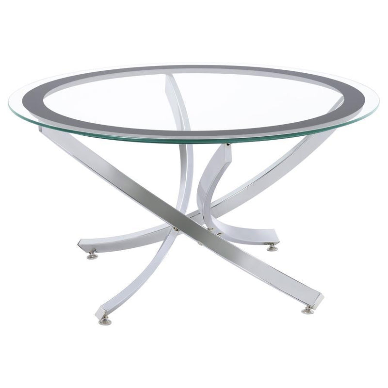 Brooke - Glass Top Coffee Table - Chrome and Black.